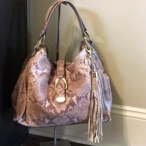 G.I.L.I. SNAKE PRINT LEATHER SATCHEL